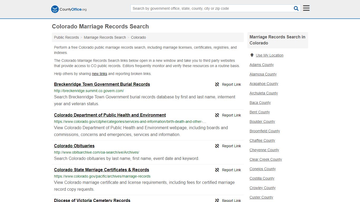 Marriage Records Search - Colorado (Marriage Licenses ...